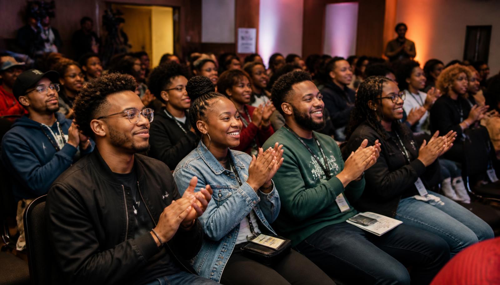 Une salle comble applaudit lors d'un événement du réseau